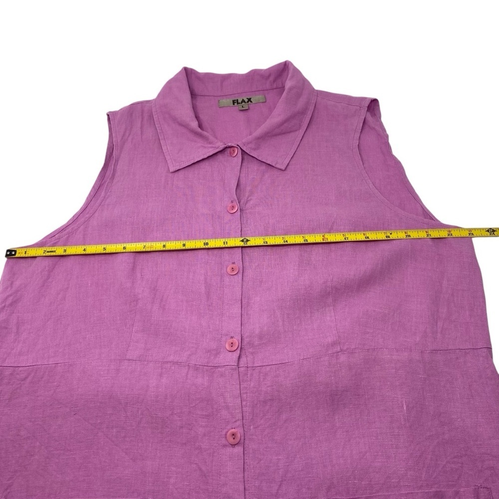 Flax 100% Linen Raspberry Button Front Shirt Dres… - image 8